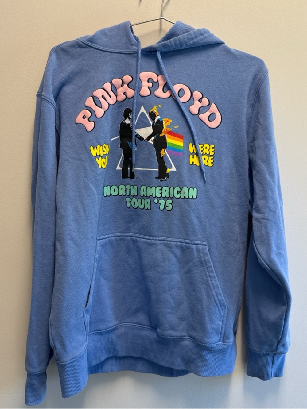 Pink Floyd Blue Pullover Hoodie with Colorful Tour Graphic